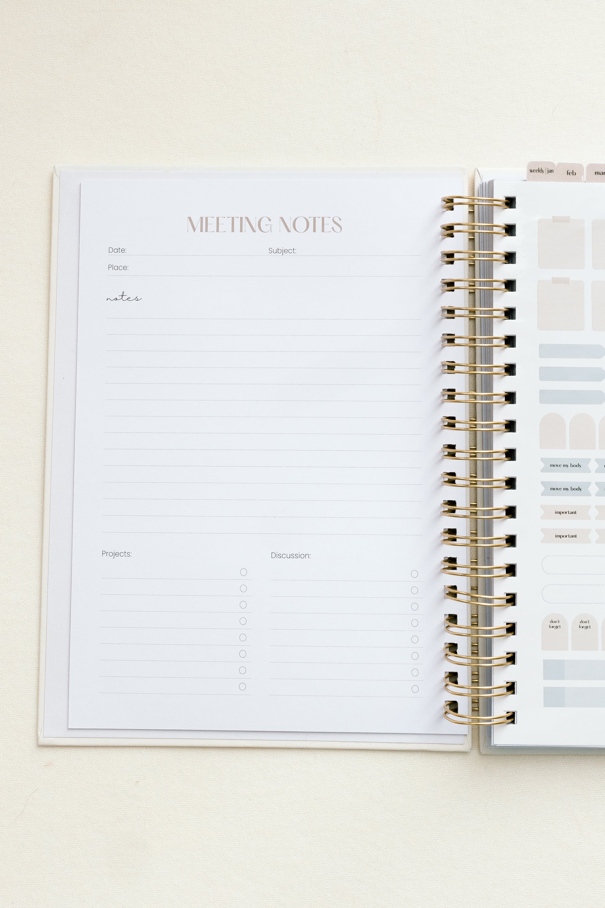 2026 planner meeting notes all-in-one planner organization