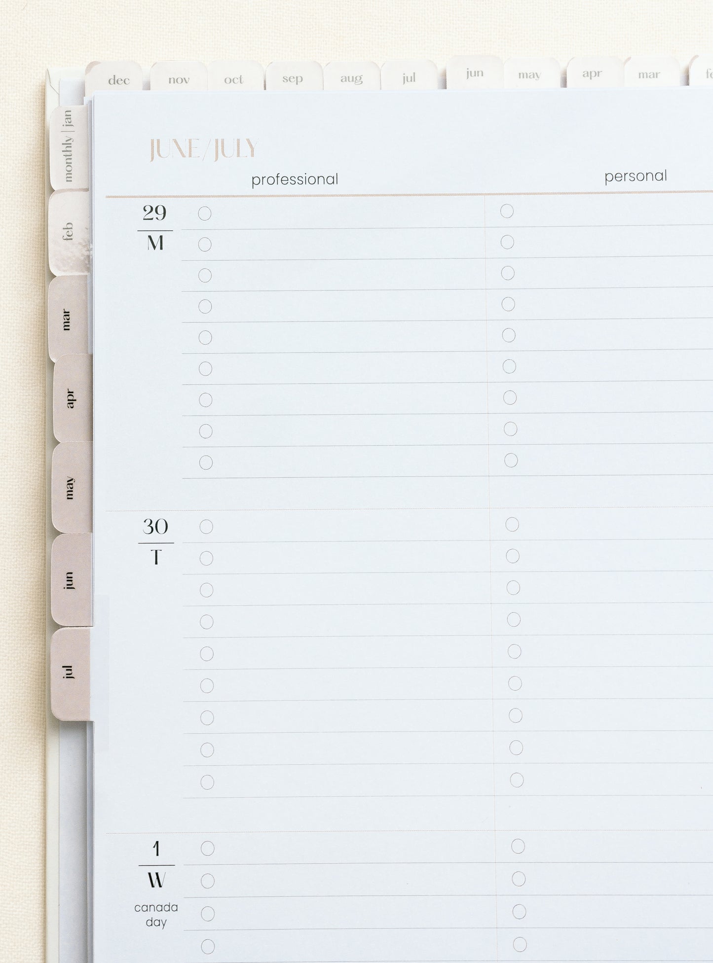 2026 planner profession & personal weekly layout options